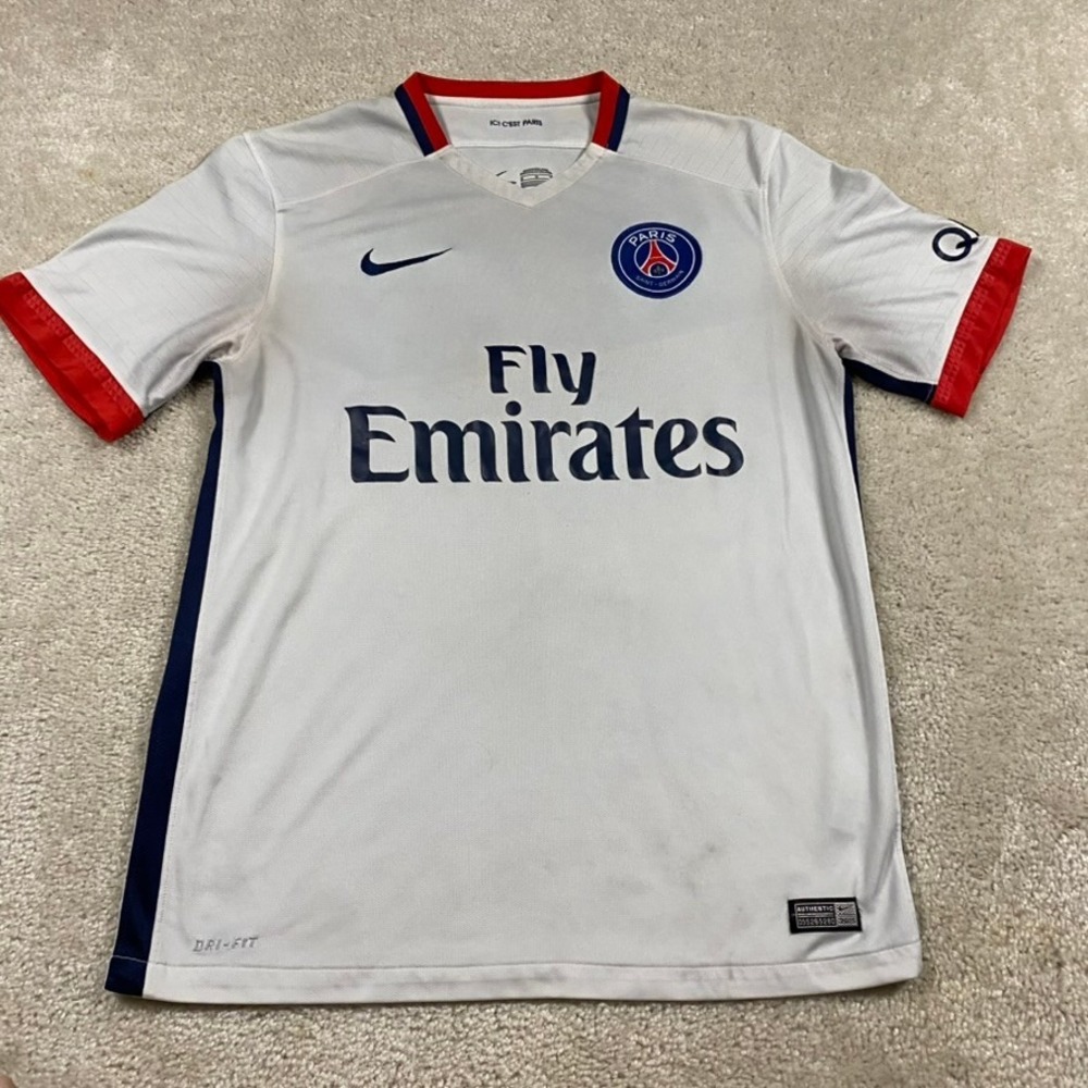 Nike Paris Saint-Germain PSG Jersey Mens M 2015 Away White Dri-FIT Soccer Kit